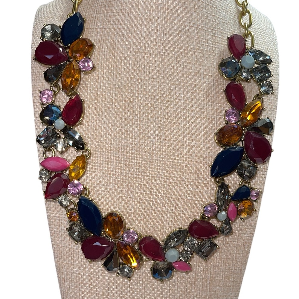J.Crew Multi-Color Jeweled Bib Statement Necklace - Picture 3 of 7